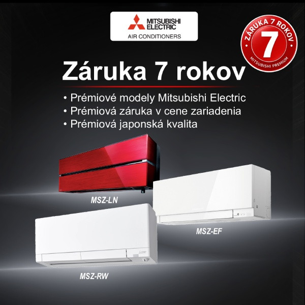 Novinka: 7-ročná záruka na prémiové klimatizácie Mitsubishi Electric